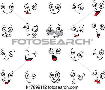 Clip Art   Cartoon Facial Expressions Set  Fotosearch   Search Clipart    
