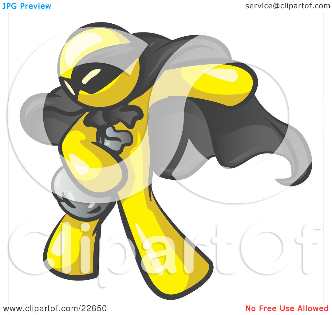 Clipart Illustration Of A Yellow Man In A Mask And Cape Stealing