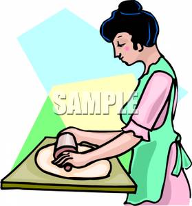 Clipart Image Of A Woman Making Dough