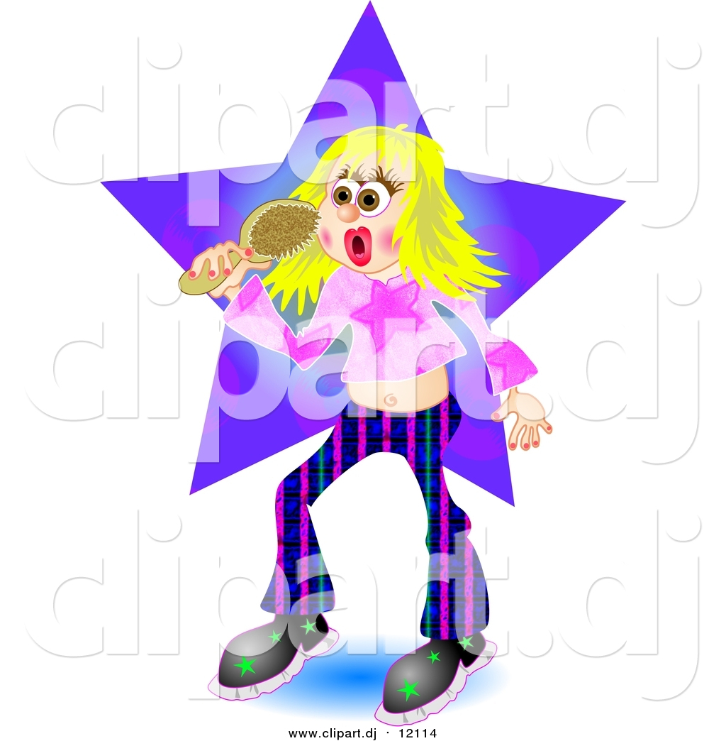 Clipart Of A Blond Pop Star Woman Singing
