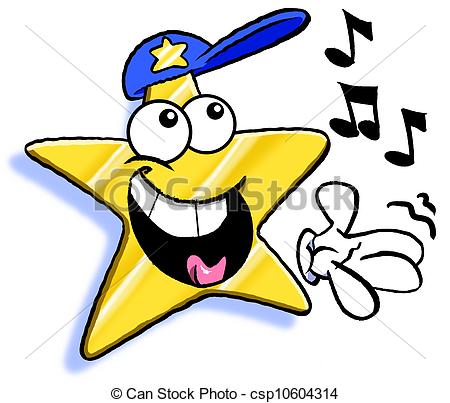 Clipart Of Pop Star   Cartoon Of Singing Star Character Isolated On