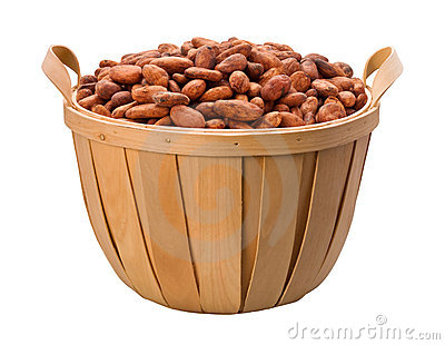 Cocoa Bean Basket Isolated On A White Background Isolation Is On A