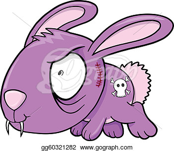 Crazy Evil Bunny Rabbit Animal Vector Illustration Art  Stock Clipart