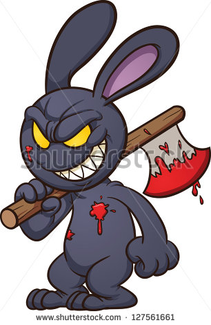 Evil Cartoon Black Bunny  Vector Clip Art Illustration With Simple