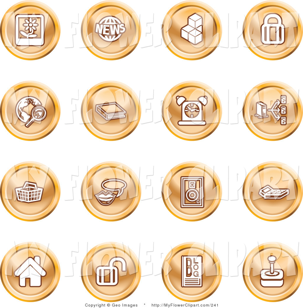 Larger Preview  Clip Art Of A Set Of Orange Icons On White By
