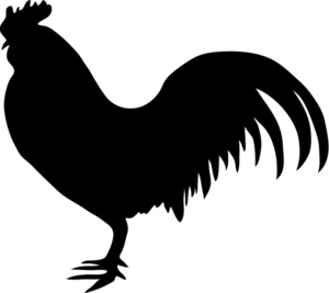 Male Chicken Clipart Image   Black And White Cartoon Silhouette Of A
