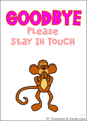 Monkey Kissing You Goodbye Animated Goodbye Card Pretty Ecards It S