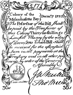 Paper Money Thirty Six Shillings Bill 1775   Clipart Etc