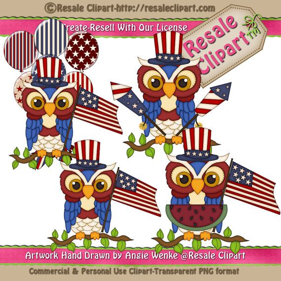 Patriotic Owls 1 Clipart Digital Download By Maddiezee On Etsy  1 50