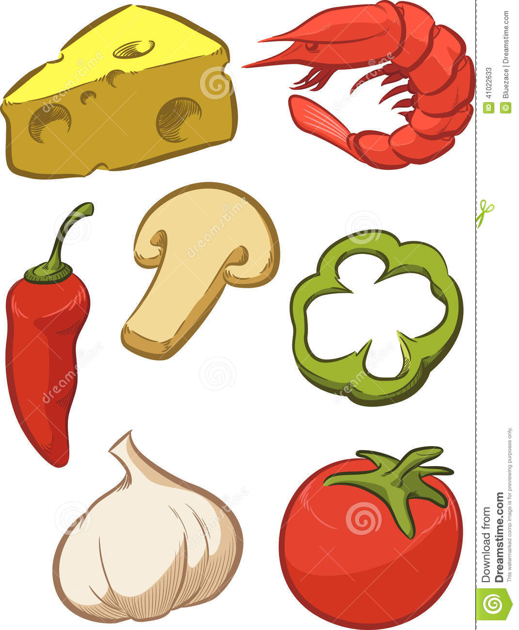 Pizza Ingredient   Tomato Cheese Pepper Onion Stock Vector   Image