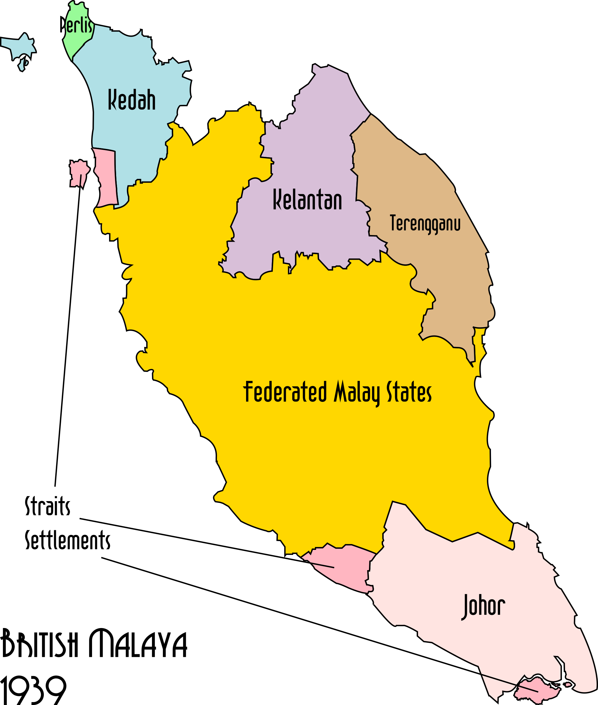 Political Map Of British Malaya 1939 By Derkommander0916
