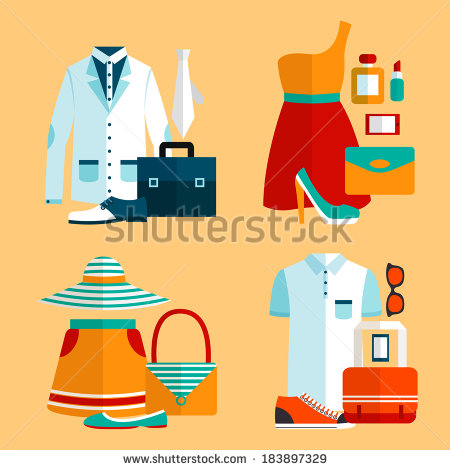 Shirt Briefcase Shoes Skirt Bag Vector Illustration   Stock Vector