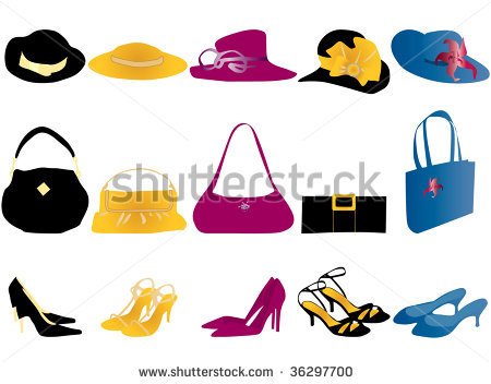 Shoesbags And Hats For Women   Stock Vector