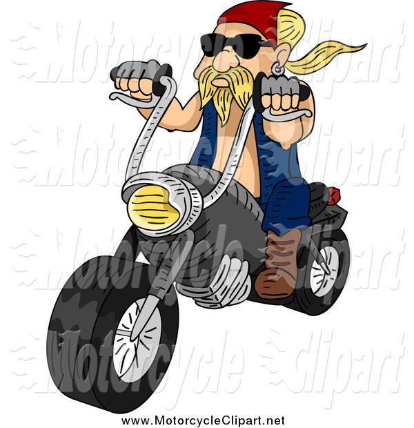 Transportation Clipart Of A Blond Biker Dude On A Motorycle By Bnp