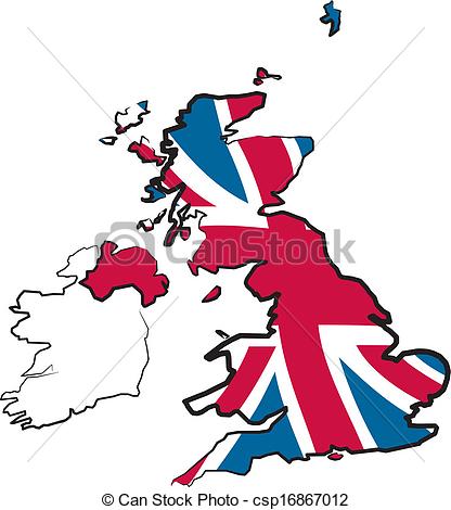 Vector Clip Art Of Great Britain   Map And Flag   British Isles With
