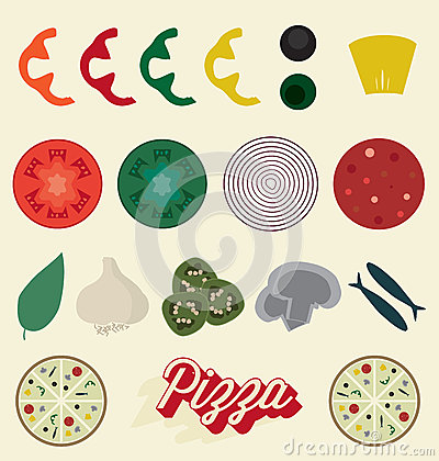Vector Set  Pizza Toppings Collection Royalty Free Stock Photo   Image
