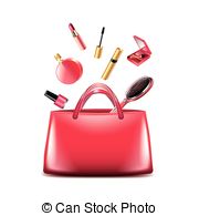 Women Bag With Cosmetics Isolated On White Vector   Women   