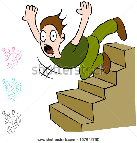 An Image Of A Man Falling Down A Flight Of Stairs    Stock Vector