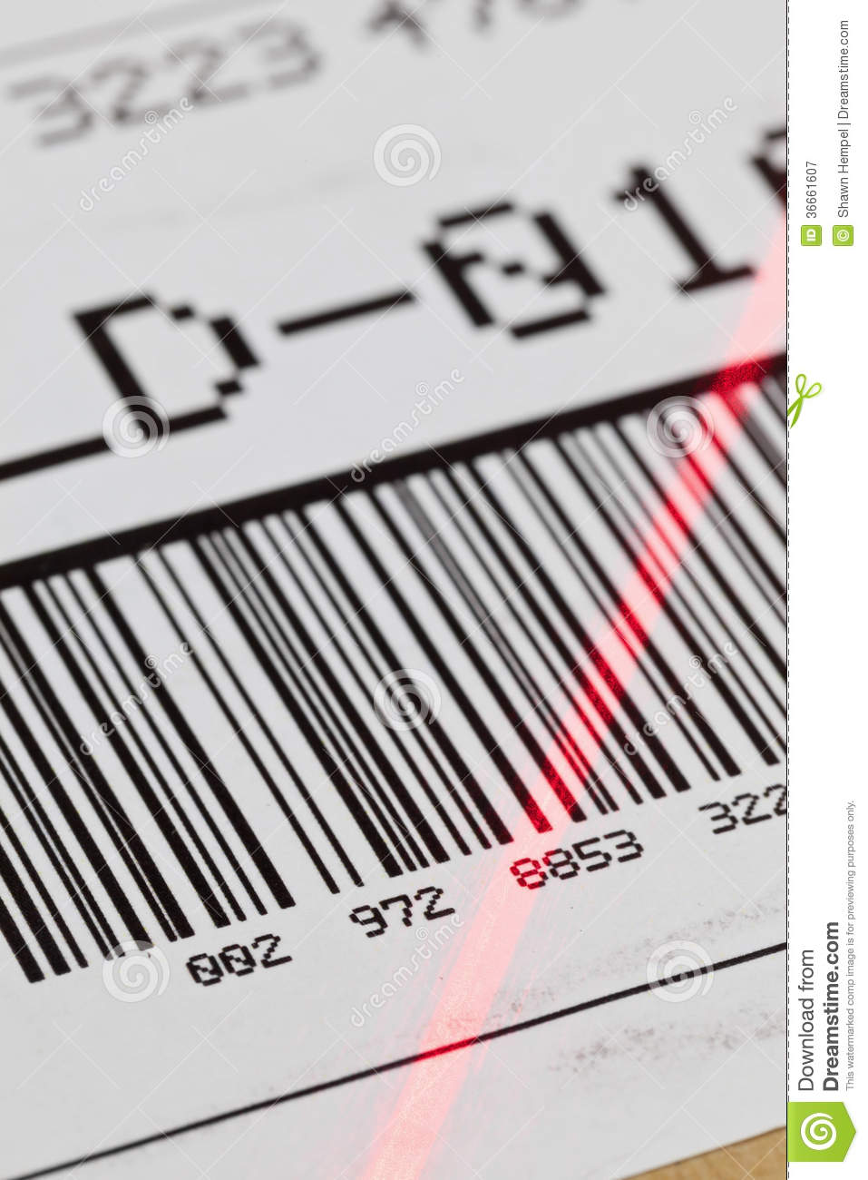 Barcode On Shipping Label On Box Scanned By Automatic Laser Scanner