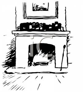 Black And White Fireplace Clip Art Image