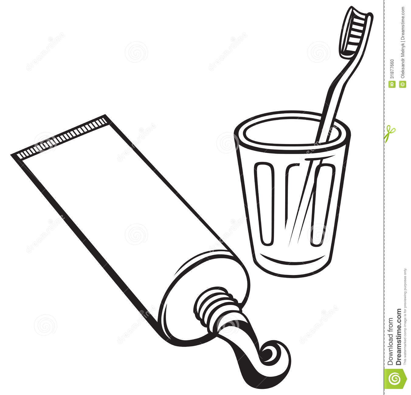 Brush Teeth Clipart Black And White On White Background 