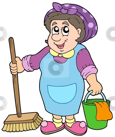 Cartoon Cleaning Lady Stock Vector Clipart Cartoon Cleaning Lady