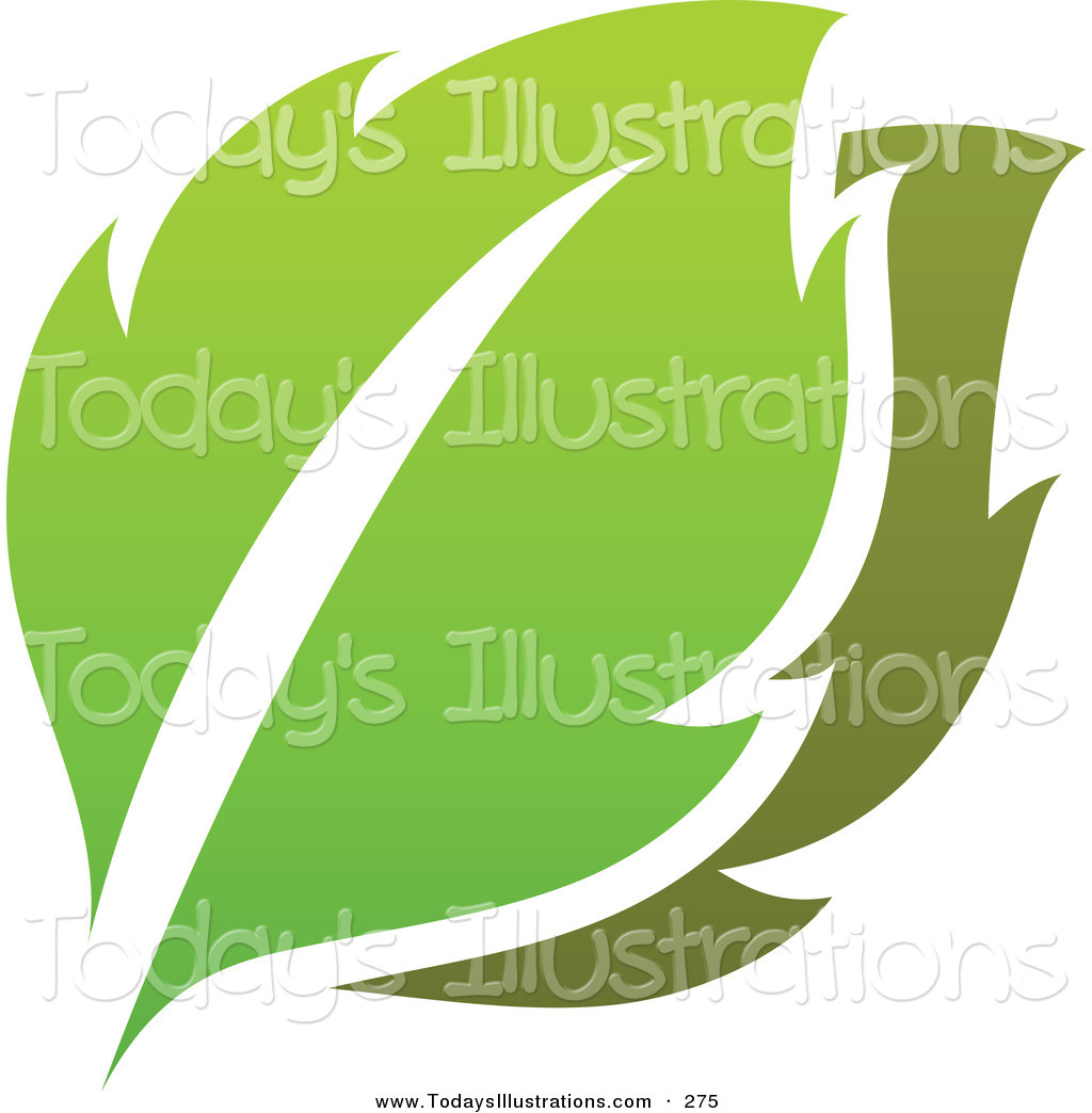Clipart Of A Layered Green Leaf Environmental Logo Icon By Elena