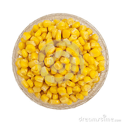 Glass Dish In Isolation  Ripe Corn Isolated  Sweet Whole Kernel Corn