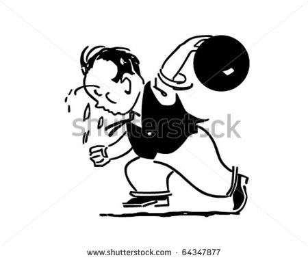 Man Bowling   Retro Clipart Illustration   64347877   Shutterstock