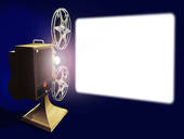 Projector Film And White Screen   Royalty Free Clip Art