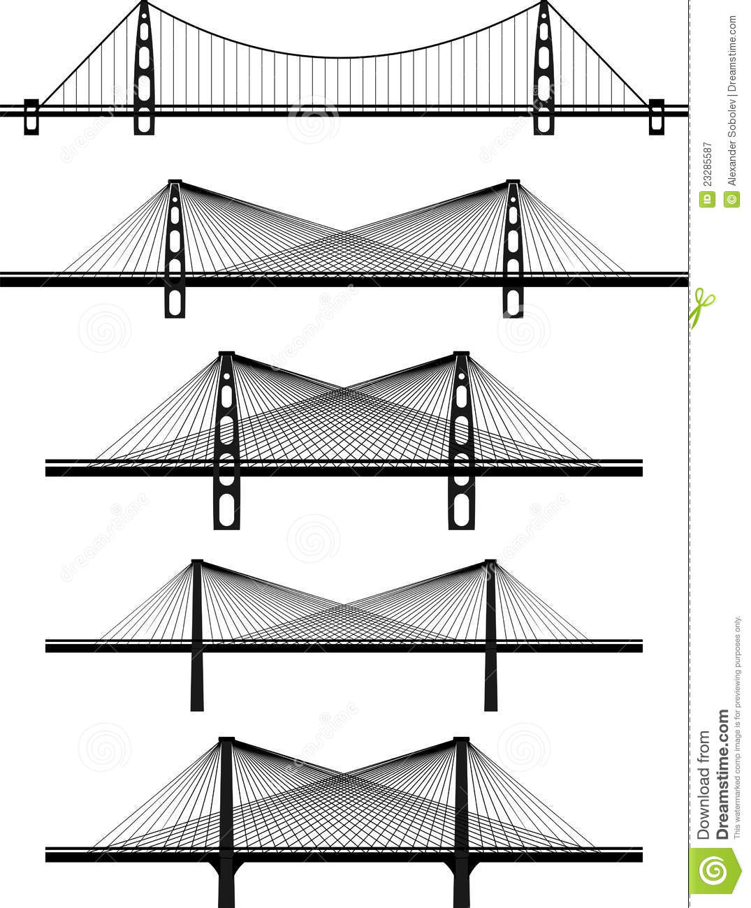 Set Of Metal Cable Suspension Bridges Royalty Free Stock Photography