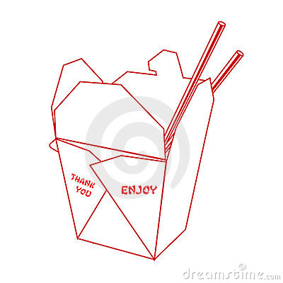 Stylish Vector Illustration Of A Chinese Takeout Box With Chopsticks