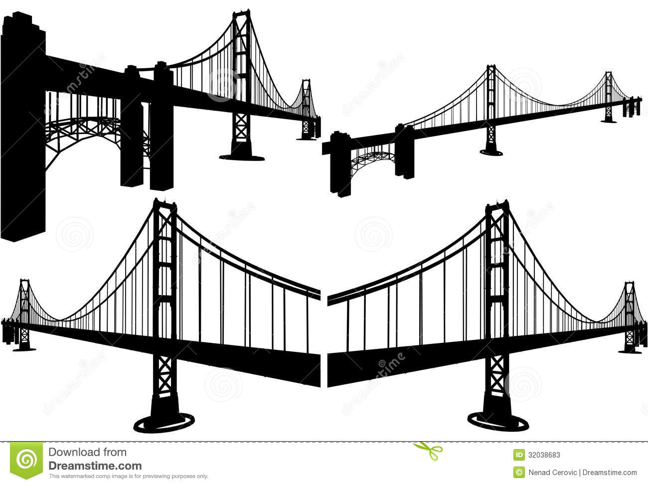 Suspension Bridge Clip Art The Bridge Silhouettes Vector
