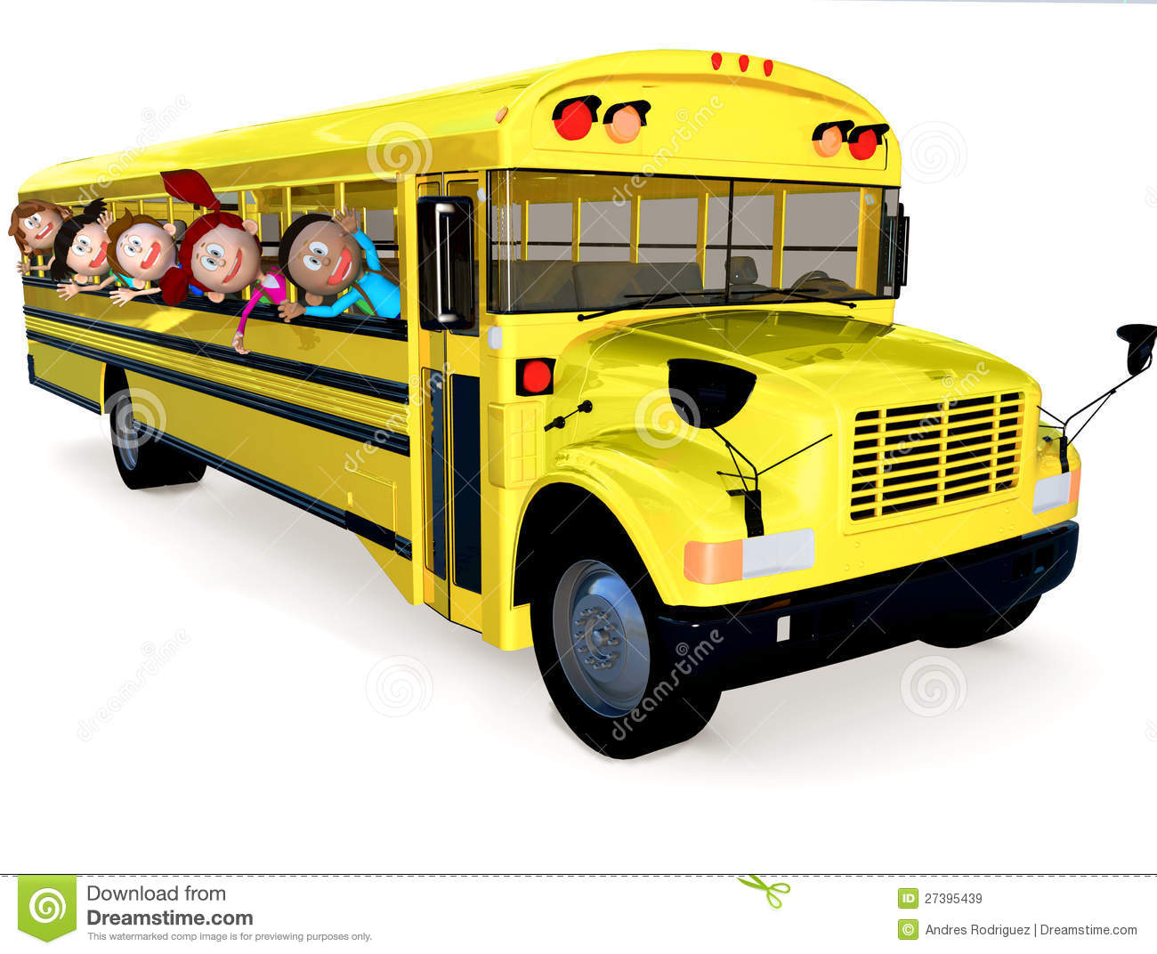 3d Kids In A School Bus Royalty Free Stock Images   Image  27395439