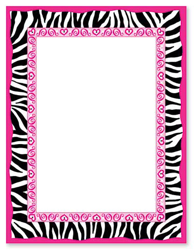 Animal Print Border Blank Card Invitation Zebra Print Borders