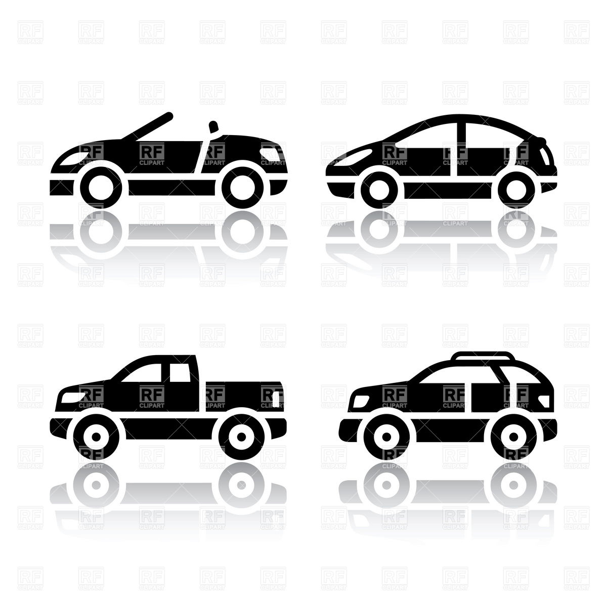 Automobiles   Suv Cabrio Hatchback And Pick Up Truck Icons 18099    