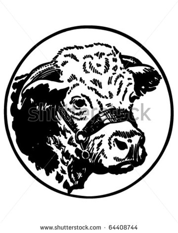 Cow S Head   Retro Clipart Illustration   Stock Vector