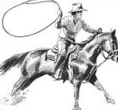 Cowboy Riding On A Horse With A Rope Lariat