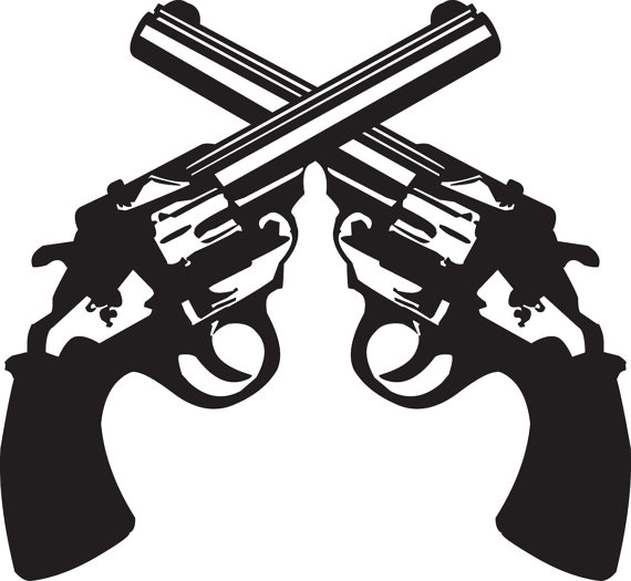 Crossed Guns Gunslinger Western Graphic Design Gun Lover T Shirt