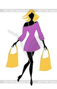 Fashion Shopping Girl With Bags   Vector Clipart