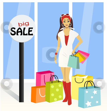 Fashionable Girl With Shopping Bags Stock Vector Clipart By Rodania    