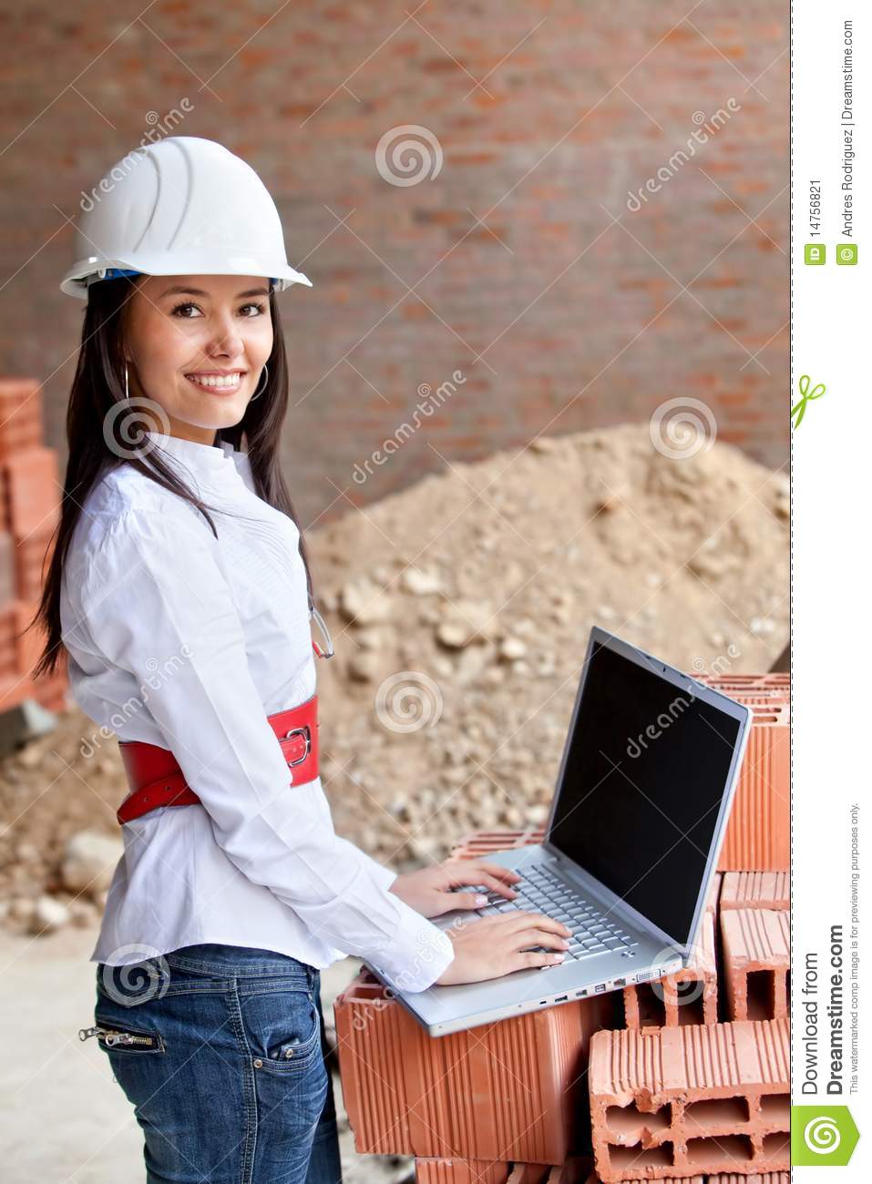 Female Engineer With A Computer Stock Image   Image  14756821