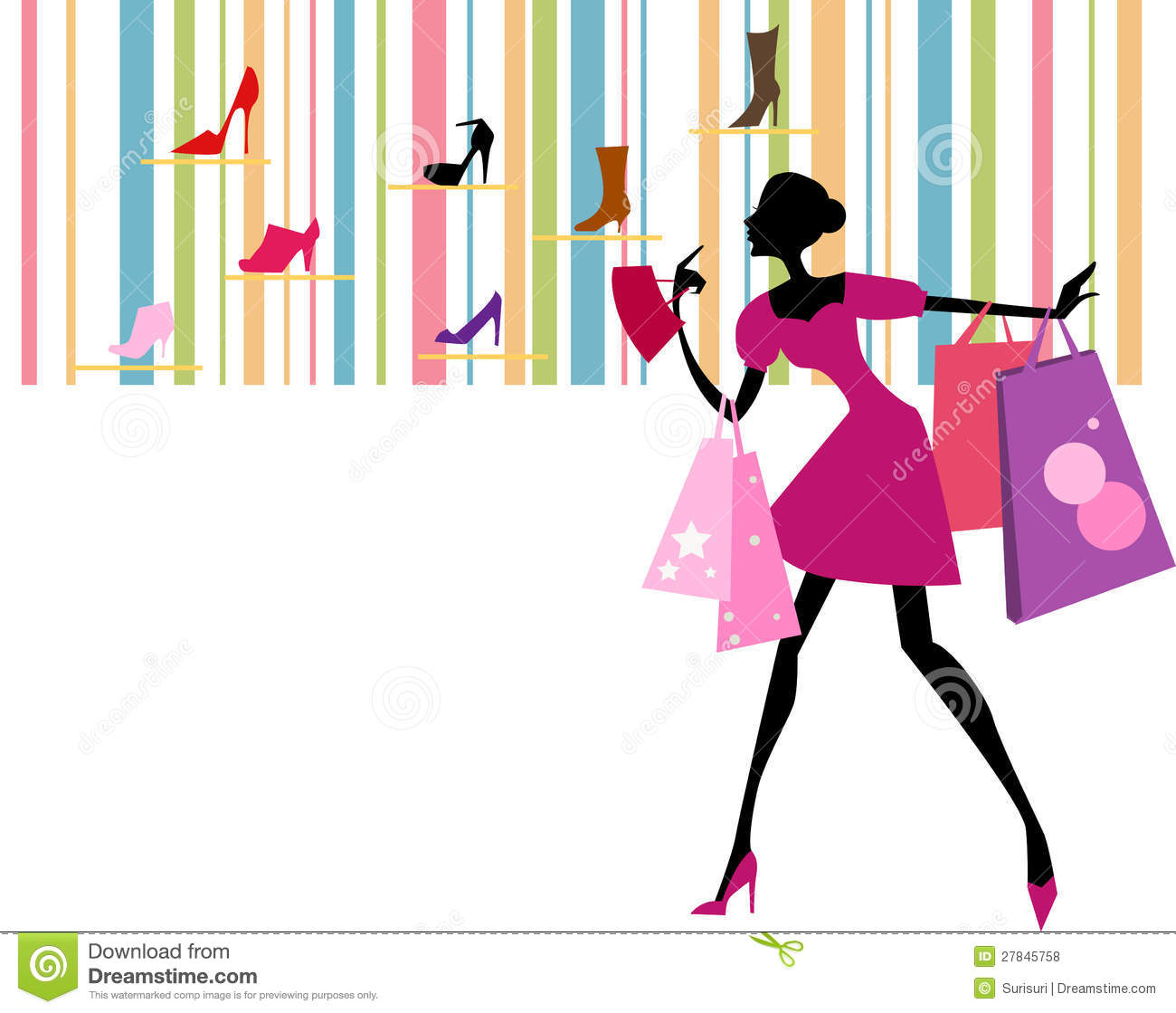 Girl Shopping Clipart Pretty Girl With Shopping Bag