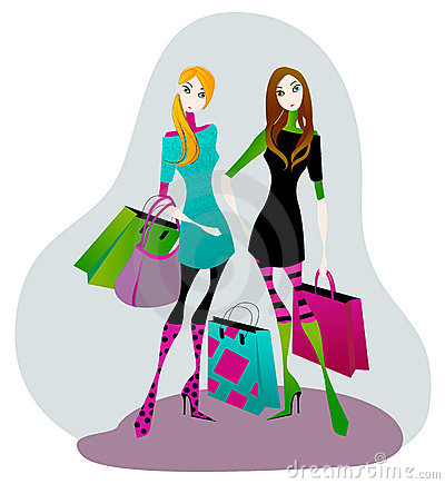 Girl With Shopping Bags Clipart     Online On Stock Photo
