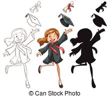 Graduation Ceremony In Three Colours On A White Background