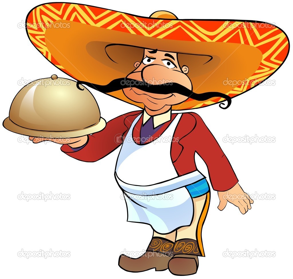 Mexican Waiter With A Tray   Stock Image