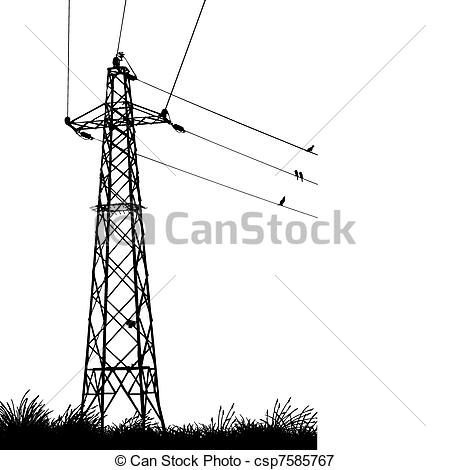 Of Transmission Tower   Vector Illustration Of A Transmission