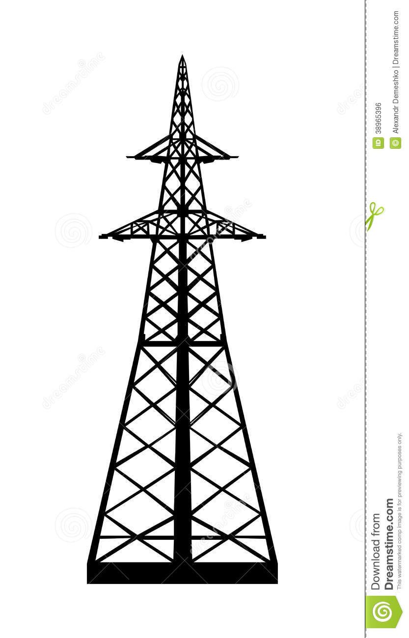 Power Transmission Tower  Isolated On White  Vector Eps10