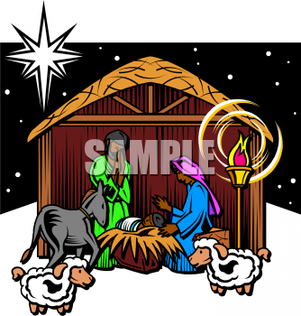 Royalty Free Christmas Manger Clipart