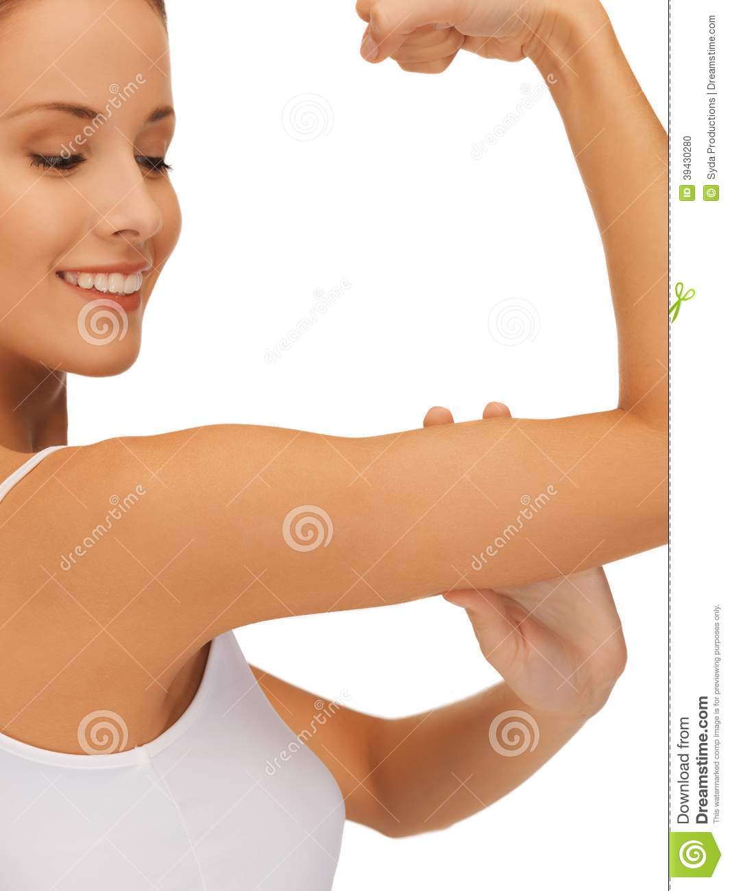 Sporty Woman Flexing Her Biceps Stock Photo   Image  39430280
